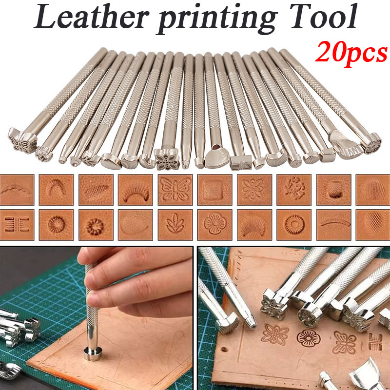 Leather Stamp Set - 20pcs Leather Seal Carving Tools Stamp