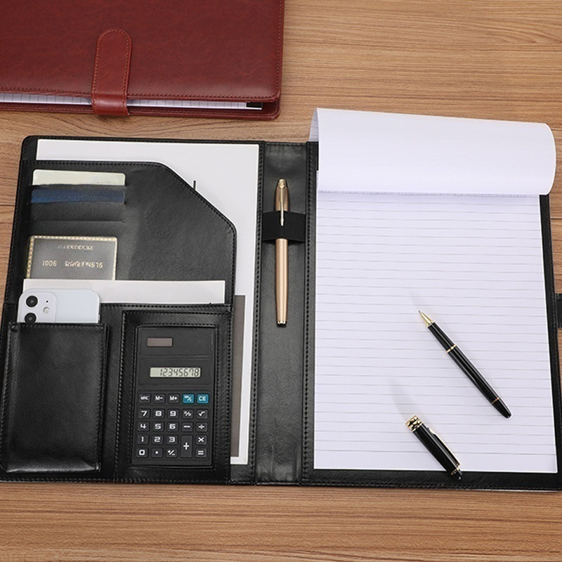 Leather Work Folder - A4 Leather Executive Portfolio Folder for
