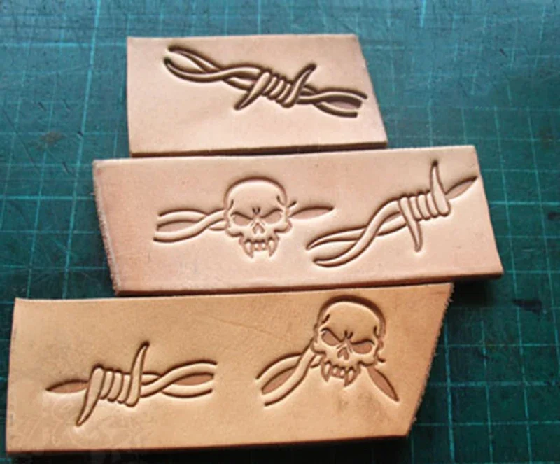 Unique Leather Work - 5pcs Thorns and skull pattern Hand-work