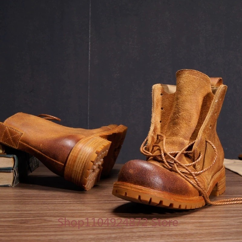 Handmade Retro Desert Boots Me - Leather Work Western recension och pris