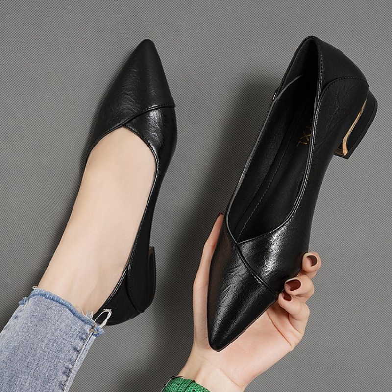 2026 Spring and Autumn New Poi - Leather Work Heels recension och pris