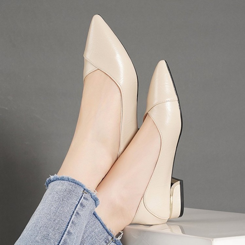 2026 Spring and Autumn New Poi - Leather Work Heels recension och pris