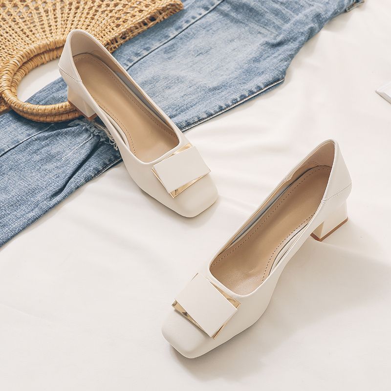 French Style Chunky Heel Pumps - Leatherwork In French recension och pris