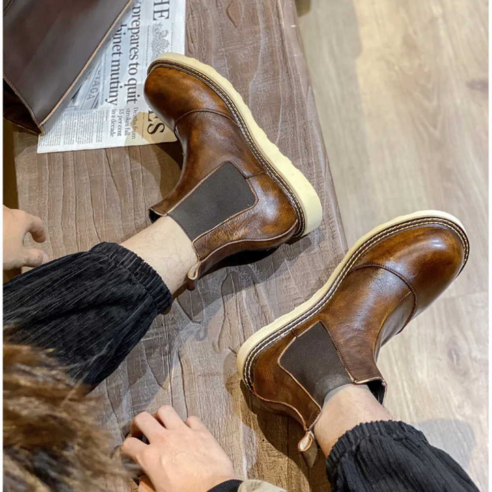 Retro Men's Genuine Leather Ch - Leather Work Western recension och pris