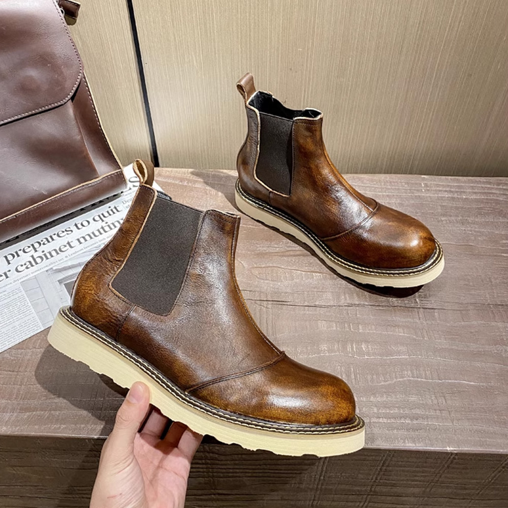 Retro Men's Genuine Leather Ch - Leather Work Western recension och pris