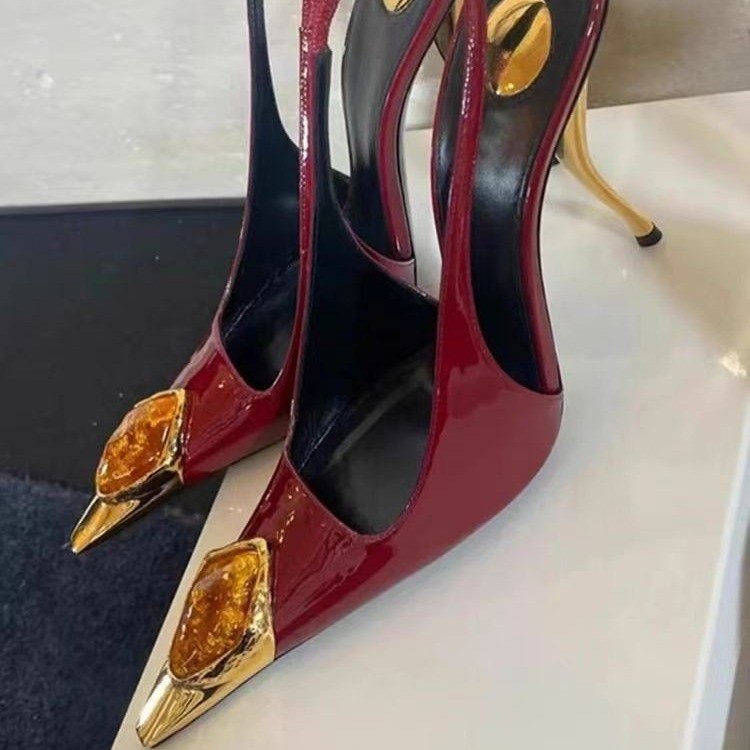 Star style Gemstone Metal Toe  - Leather Work Heels recension och pris