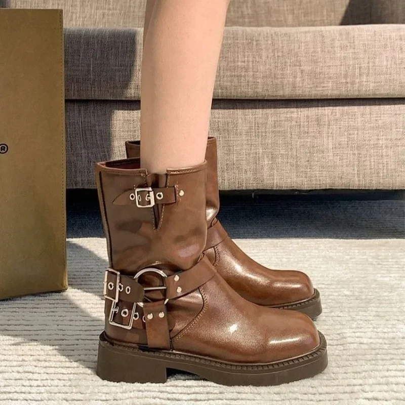 Women's Ankle Boots Autumn Wor - Leather Work Western recension och pris