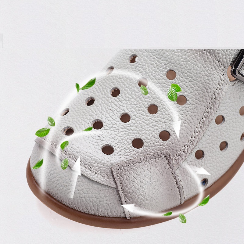 New Cow Leather Low Heel Sanda - Leather Work Heels recension och pris