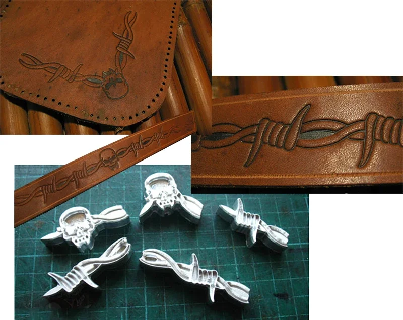 5pcs Thorns and skull pattern  - Unique Leather Work recension och pris