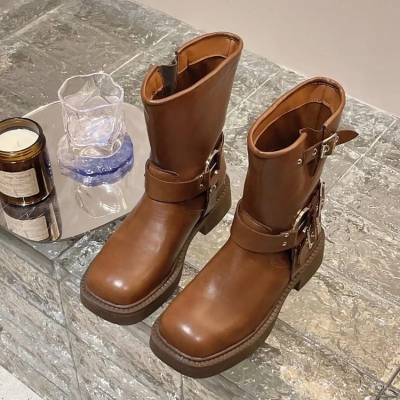 Women's Ankle Boots Autumn Wor - Leather Work Western recension och pris