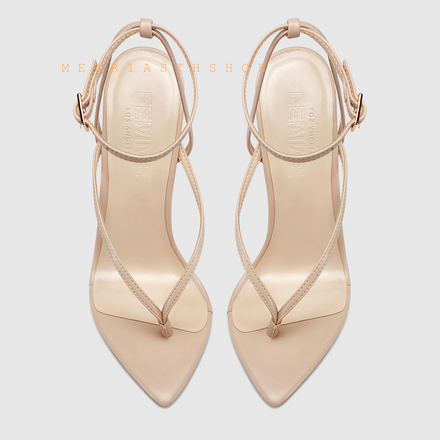 Beige Black Cross Straps Flip- - Leather Work Heels recension och pris