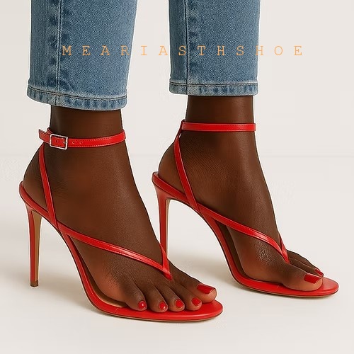 Beige Black Cross Straps Flip- - Leather Work Heels recension och pris