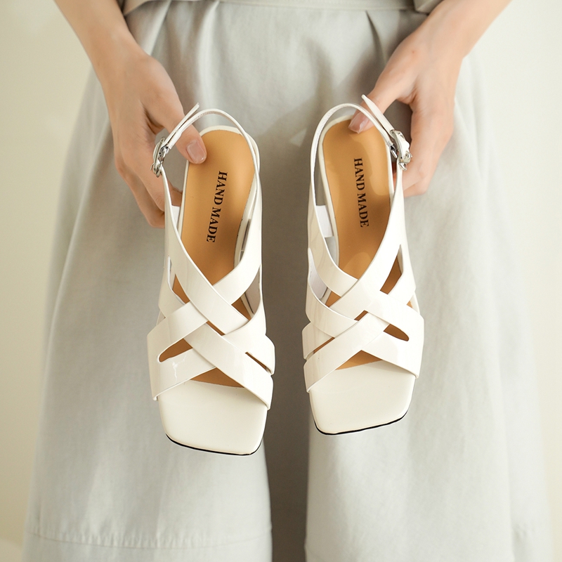 Women's new summer genuine lea - Leather Work Heels recension och pris